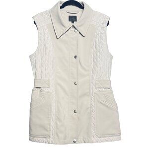UBU Quilted Vest Womens XL Beige Polyester Lightweight Button Up Sleeveless